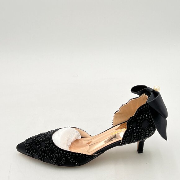 XYD Women's Pumps, Elegant Pointed Toe, D'Orsay Bowknot Kitten Low Heels, Rhines - Picture 2 of 3